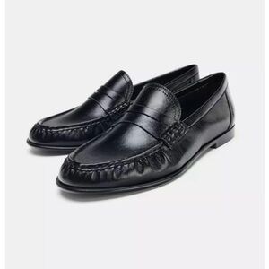 Zara soft ruched loafers 8 / 39 black